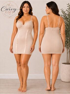 Maidenform 38C Nude Slip Shapewear Built-In Panty Underwire Body Shaper